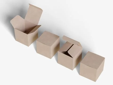 Square box packaging white background cardboard paper with realistic texture Illustrazione stock