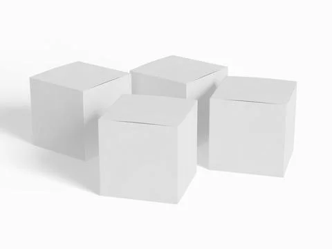 Square box packaging white color and background cardboard paper with realist Illustrazione stock