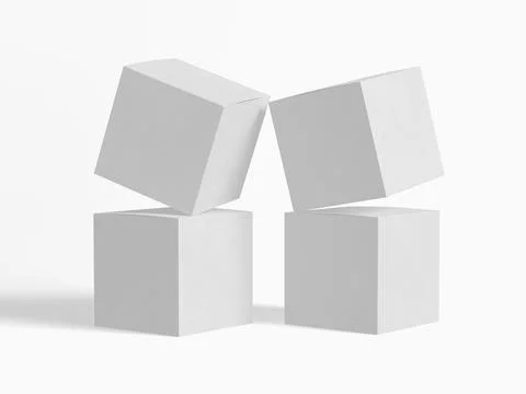 Square box packaging white color and background cardboard paper with realist Stock Illustration