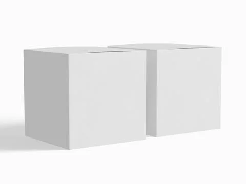 Square box packaging white color and background cardboard paper with realist Illustrazione stock