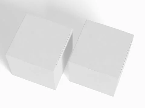 Square box packaging white color and background cardboard paper with realist Illustrazione stock