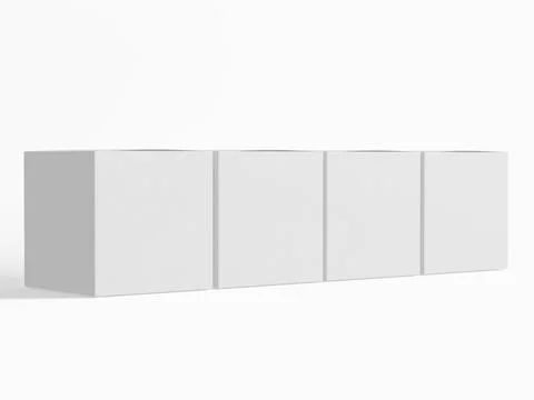 Square box packaging white color and background cardboard paper with realist Stock Illustration
