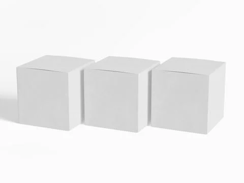 Square box packaging white color and background cardboard paper with realist Illustrazione stock
