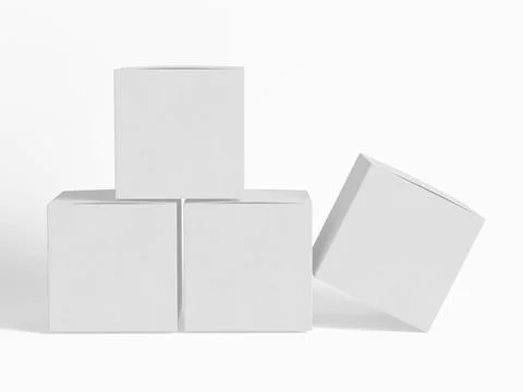 Square box packaging white color and background cardboard paper with realist Illustrazione stock