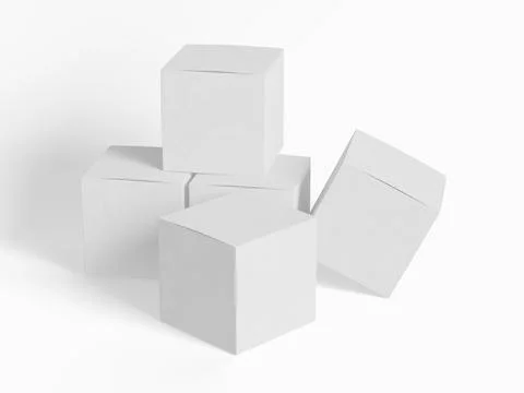 Square box packaging white color and background cardboard paper with realist Ilustración de archivo