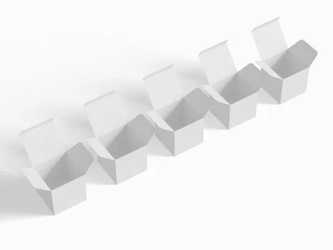 Square box packaging white color and background cardboard paper with realist Stock Illustration