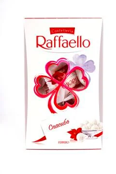 Square box of sweets Rafaello Stock Photos
