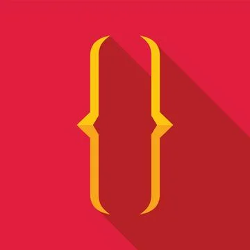 Square brackets symbol casting long shadow on red background Stock Illustration