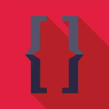Square brackets symbol representing coding and programming on red background イラスト素材
