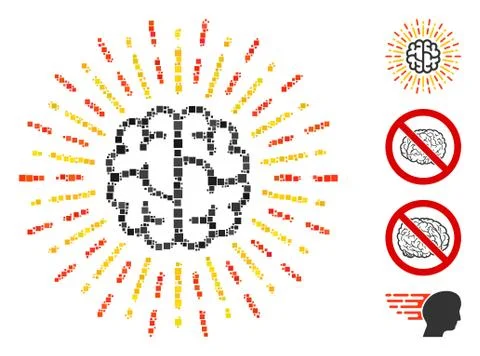 Square Brain Radiance Icon Vector Collage Illustrazione stock