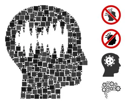 Square Brain Waves Icon Vector Mosaic 스톡 일러스트