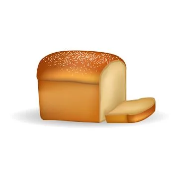 Square Bread with Thin Slice Isolated on White イラスト素材