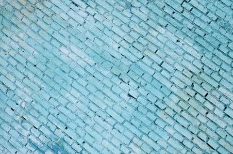 Square brick block wall background and texture. Painted in blue Stock Photos