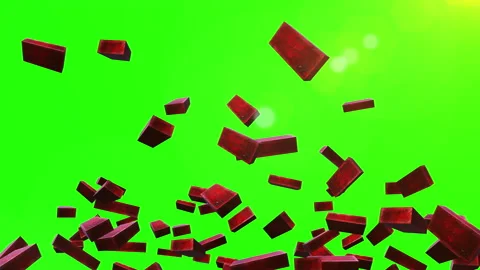 Square bricks particle with green screen loop animation Stock Footage 162021787