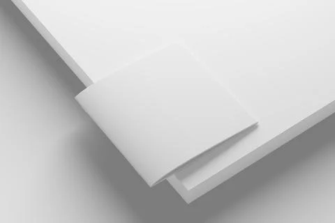 Square Brochure Magazine 3D Rendering White Blank Mockup Stock Illustration
