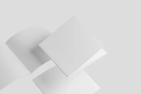 Square Brochure Magazine 3D Rendering White Blank Mockup Stock Illustration