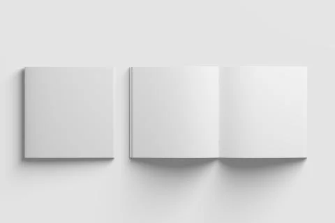 Square Brochure Magazine 3D Rendering White Blank Mockup Stock Illustration