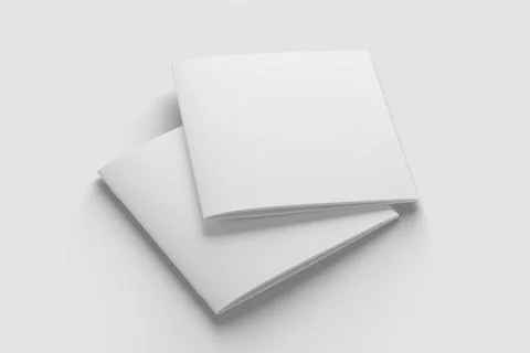 Square Brochure Magazine 3D Rendering White Blank Mockup Stock Illustration