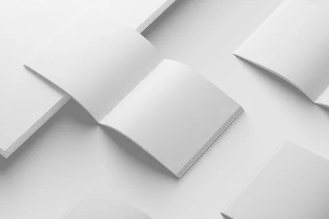 Square Brochure Magazine 3D Rendering White Blank Mockup Illustrazione stock