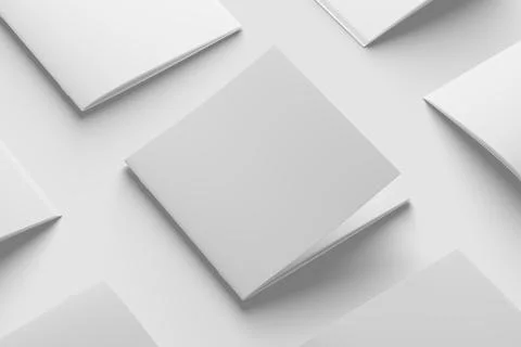 Square Brochure Magazine 3D Rendering White Blank Mockup Illustrazione stock