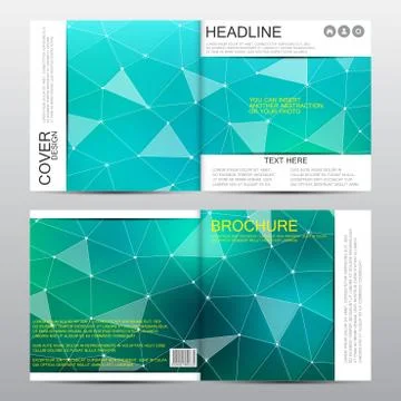 Square brochure template with molecular structure. Geometric abstract background Stock Illustration