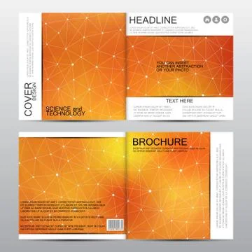 Square brochure template with molecular structure. Geometric abstract background Stock Illustration