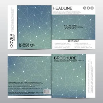 Square brochure template with molecular structure. Geometric abstract background Stock Illustration