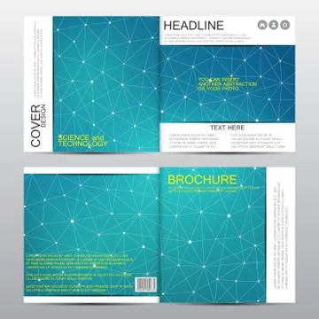 Square brochure template with molecular structure. Geometric abstract background Stock Illustration