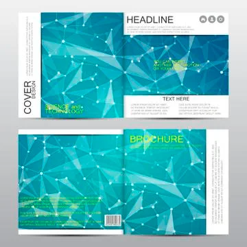 Square brochure template with molecular structure. Geometric abstract background Stock Illustration