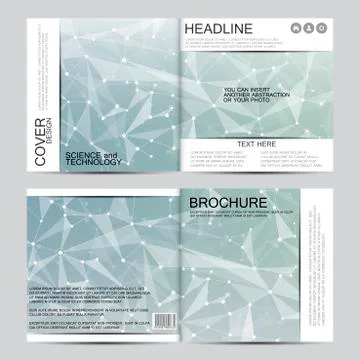 Square brochure template with molecular structure. Geometric abstract background Stock Illustration