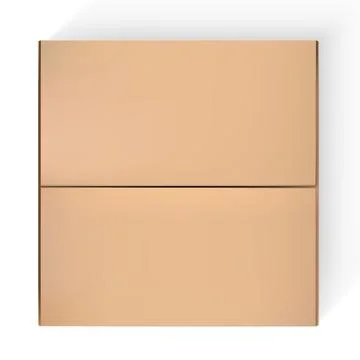 Square brown cardboard box with a closed lid, top view. 스톡 일러스트