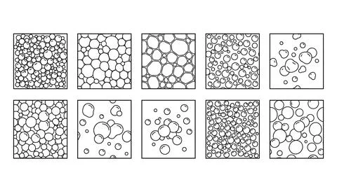 Square bubble textures and patterns in outline, varied sizes and arrangements Stockillustratie