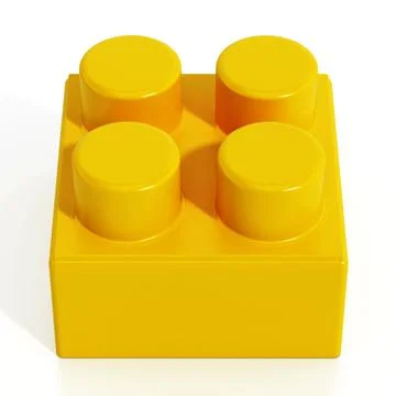 Square building block isolated on white background. 3D illustration Ilustración de archivo