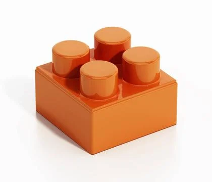 Square building block isolated on white background. 3D illustration Square... Fotos de archivo