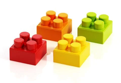 Square building blocks isolated on white background. 3D illustration イラスト素材