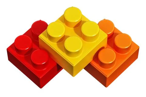 Square building blocks isolated on white background. 3D illustration Ilustración de archivo