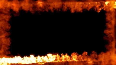 Square burning content frame of blazing fire trails Stock Illustration