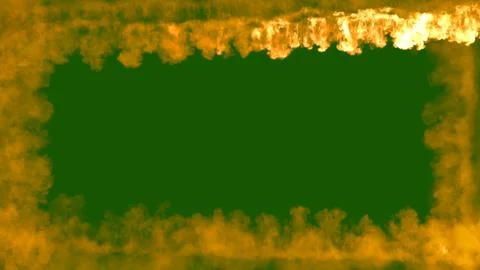 Square burning fire frame for content on green chromakey Stock Illustration