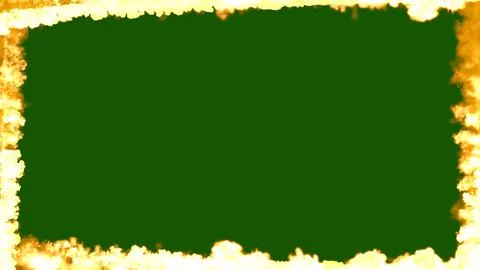 Square burning fire screen frame on green chromakey Illustrazione stock