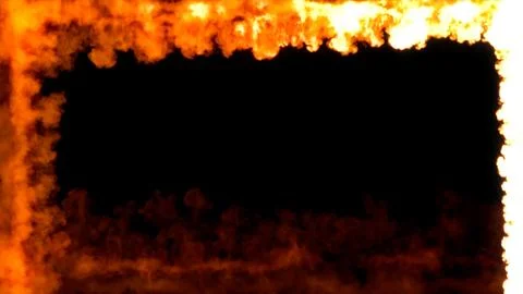 Square burning frame of blazing fire trails, isolated - object 3D rendering Stock Illustration