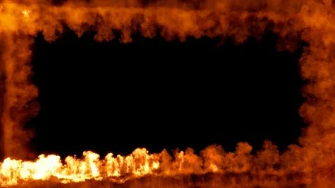 Square burning screen frame of blazing fire trails イラスト素材