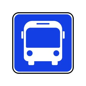 Square bus sign. Bus stop. Vector. Stock Illustration
