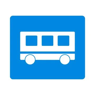 Square bus stop sign. School bus. Vector. Stock Illustration