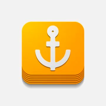 Square button: anchor Stock Illustration