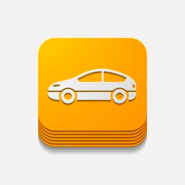 Square button: car Illustrazione stock