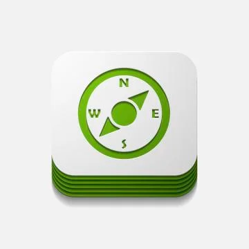 Square button: compass Stock Illustration