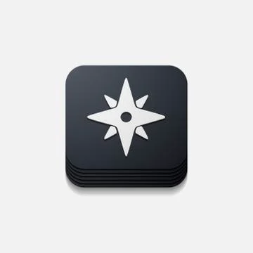 Square button: compass Stock Illustration