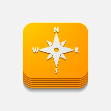 Square button: compass Stock Illustration