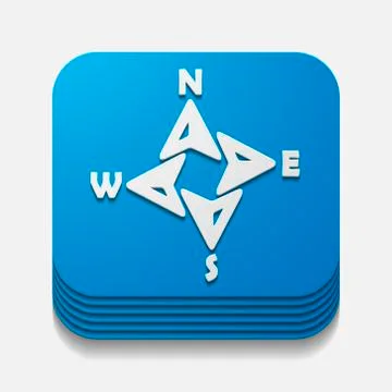 Square button: compass Stock Illustration