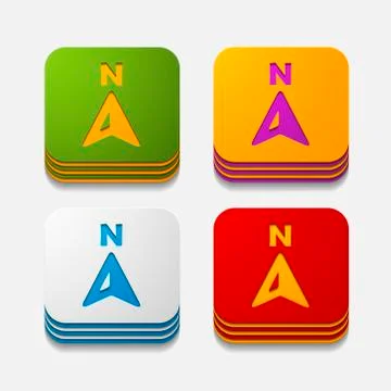 Square button: compass Stock Illustration